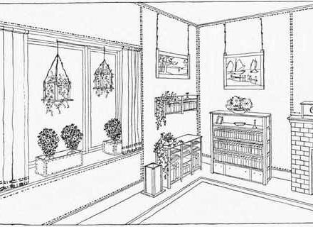 440x320 Living Room Clipart Coloring Page