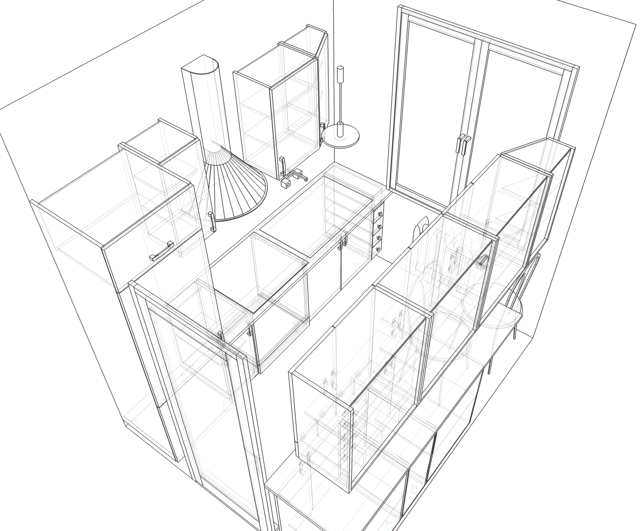 1283x1064 One Point Perspective Drawing Of A Living Room