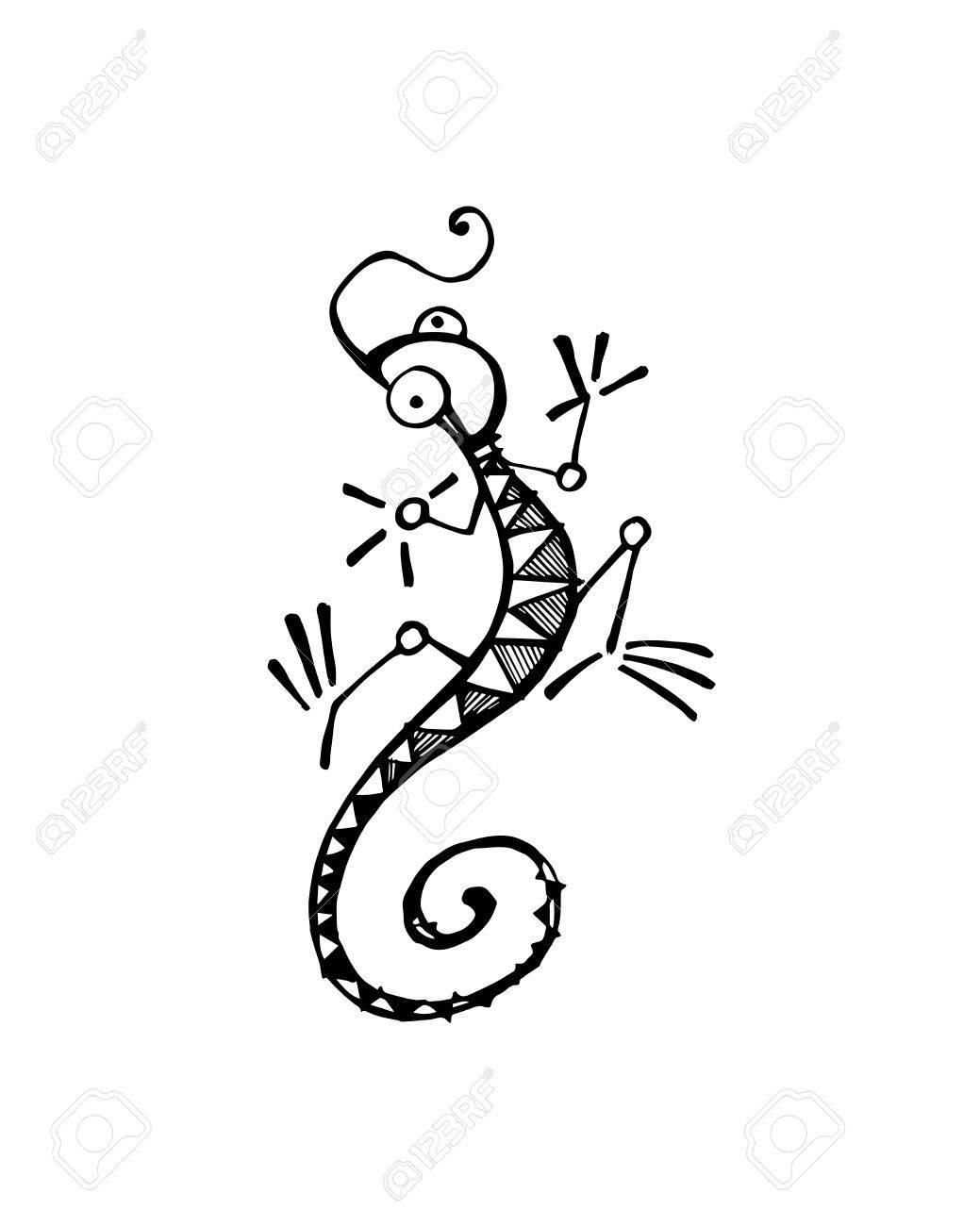 1039x1300 Hand Drawn Vector Illustration Or Drawing Of A Cartoon Lizard