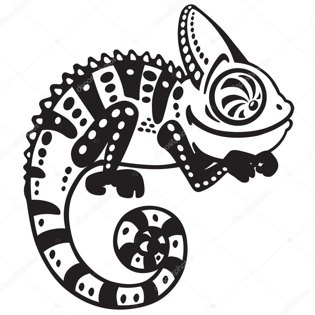 1024x1024 Cartoon Chameleon Black And White Stock Vector Insima