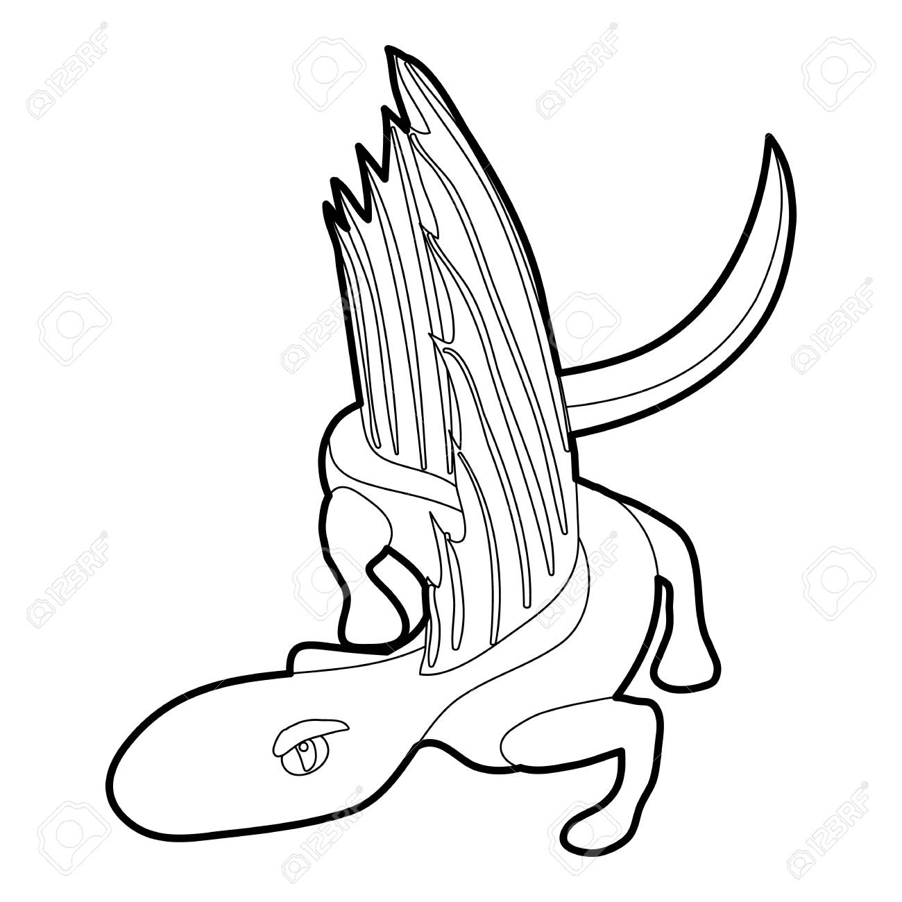 1300x1300 Dinosaur Lizard Icon In Outline Style Isolated On White Vector