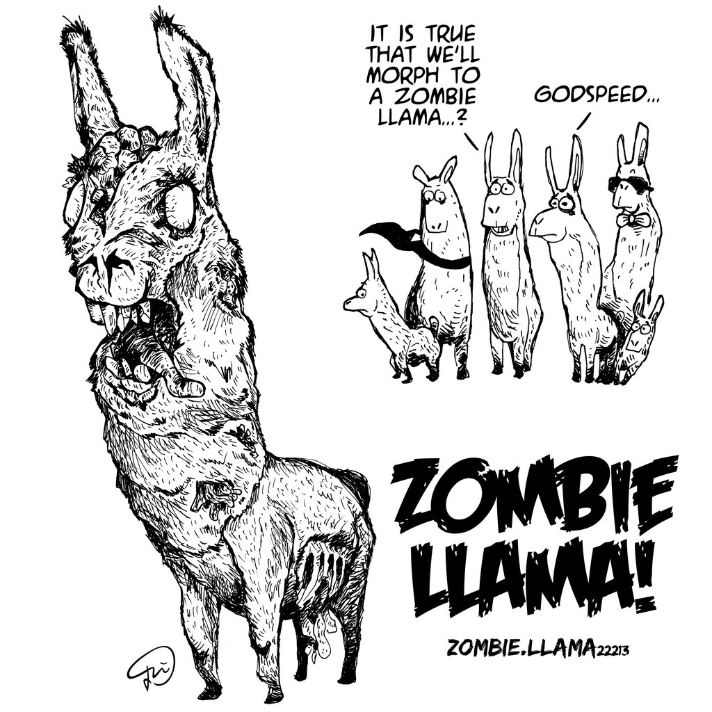 1024x1024 Drawing Of A Llama Zombie Llamayogorutosenpai