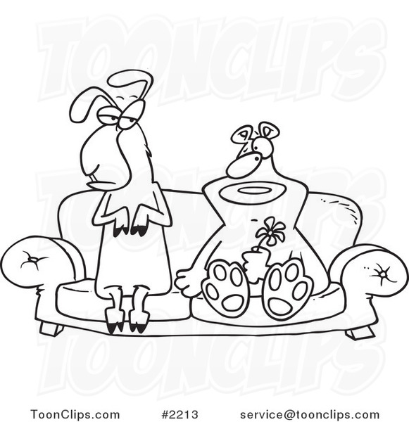 581x600 Cartoon Black And White Line Drawing Of A Bear And Llama Couple