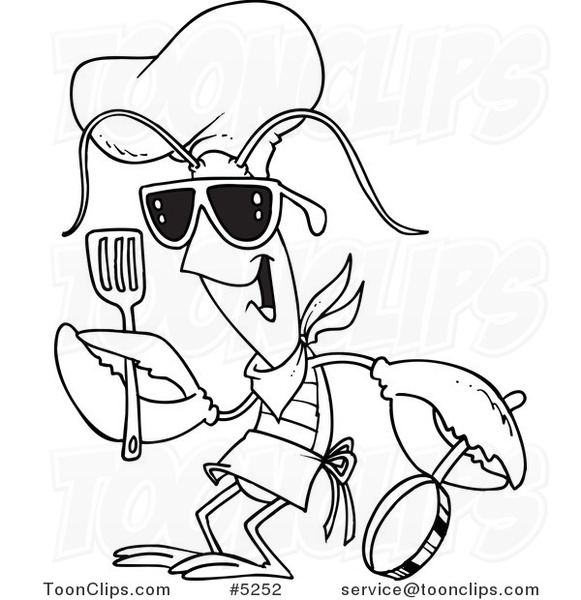 581x600 Cartoon Black And White Line Drawing Of A Lobster Chef