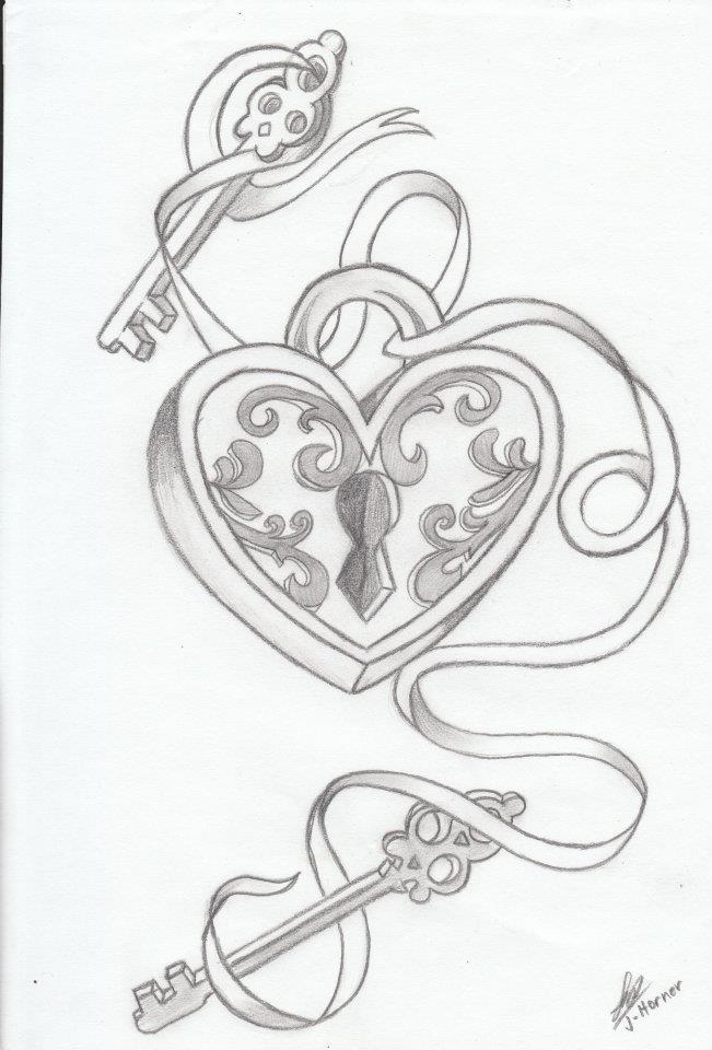651x960 Heart Lock Drawing