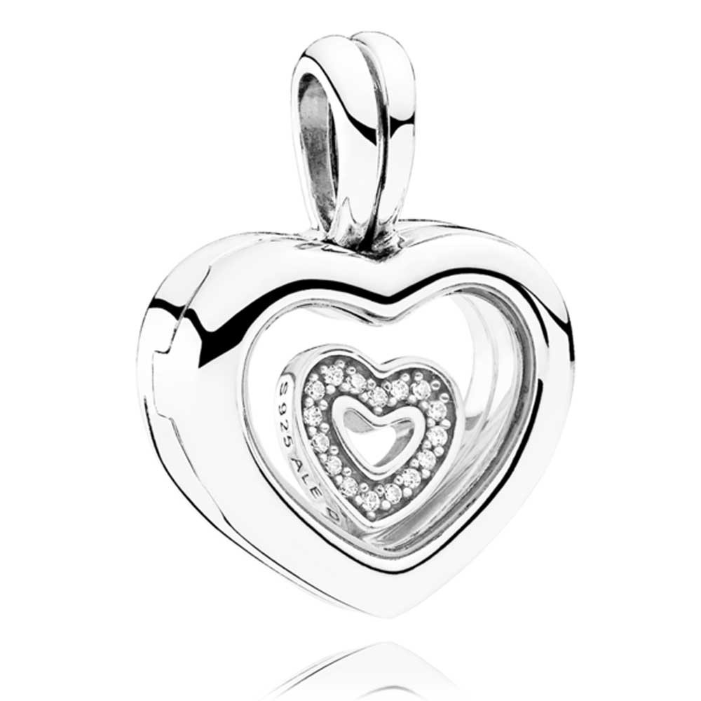 1000x1000 Pandora Petite Memories Floating Heart Locket Charm 792111cz
