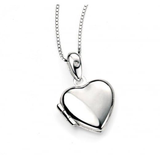 520x520 D For Diamond Silver Heart Locket Pendant