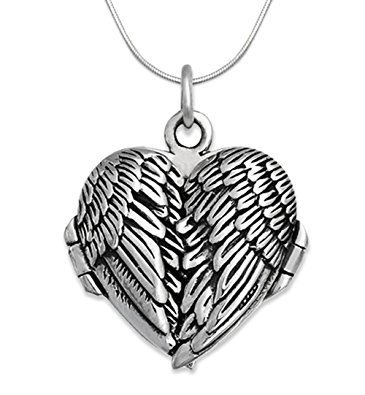 365x395 Genuine 925 Sterling Silver Angel Wings Locket Necklace On 18