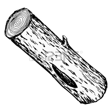 450x450 Hand Drawn, Cartoon, Sketch Illustration Of Wood Log Royalty Free