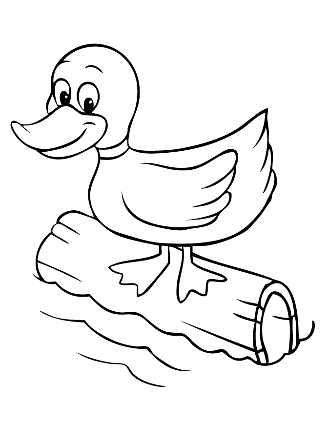 670x867 Cartoon Duck On Log Coloring Page H Amp M Coloring Pages