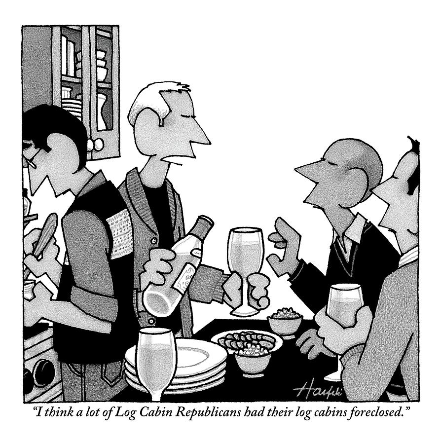 894x900 Man Speaks To Couple Over Kitchen Counter Drawing By William Haefeli