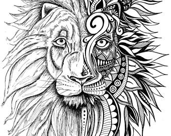 340x270 Lion Drawing Etsy