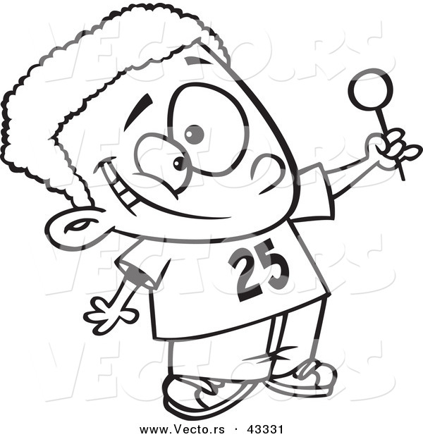 600x620 Vector Of A Cartoon Black Boy Holding Out A Lollipop