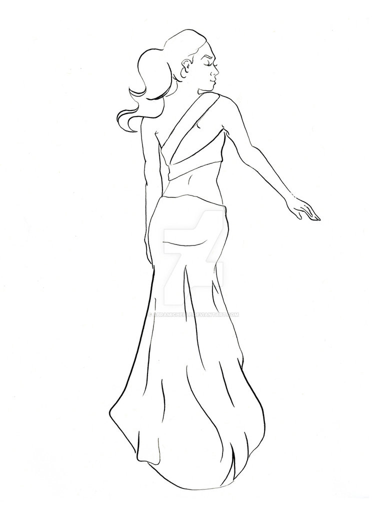 774x1032 Sexy Back Long Dress Coloring Book Version By Abramichelle