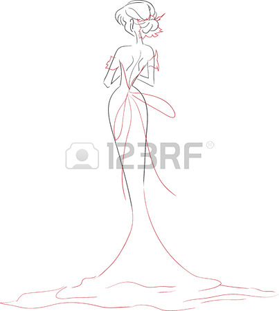 403x450 The Vector Sketch With The Young Graceful Bride. She Has Got
