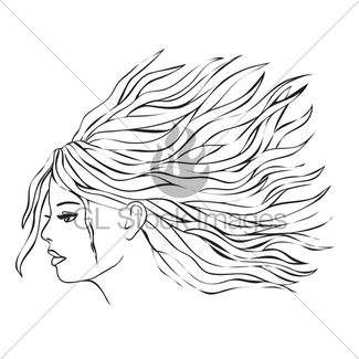 325x325 Drawing. A Girl With Long Hair Gl Stock Images