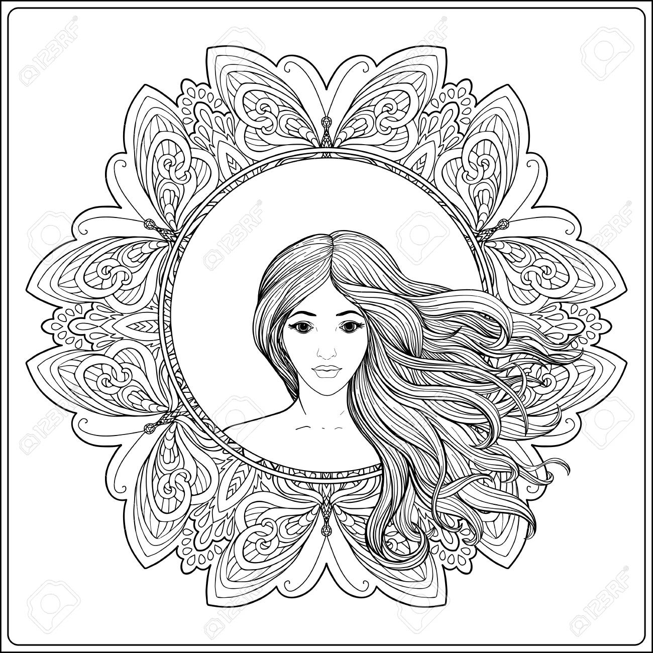 1300x1300 Young Beautiful Girl With Long Hair In Rich Decorated Floral
