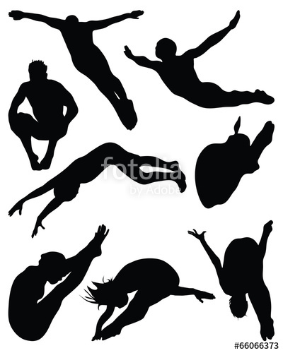 400x500 Silhouettes Of People Which Jump Fly, Vector Stock Image