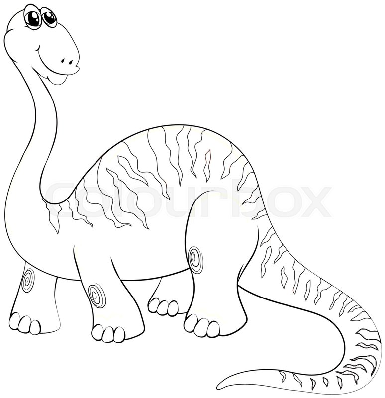 774x800 Animal Outline For Long Neck Dinosaur Illustration Stock Vector