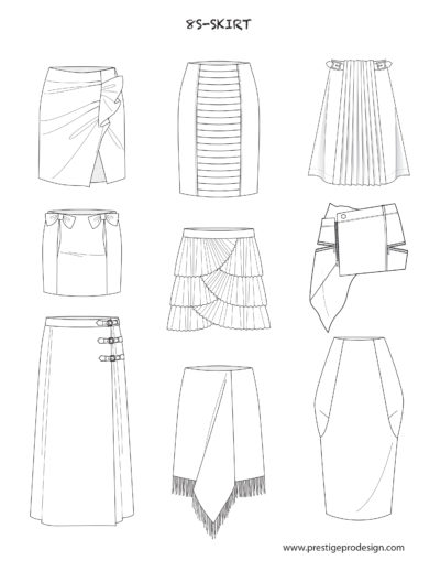 400x518 Flat Sketches Of Skirts And Dresses For Women Prestigeprodesign