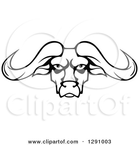 450x470 Clipart Of A Black And White Longhorn Bull Face