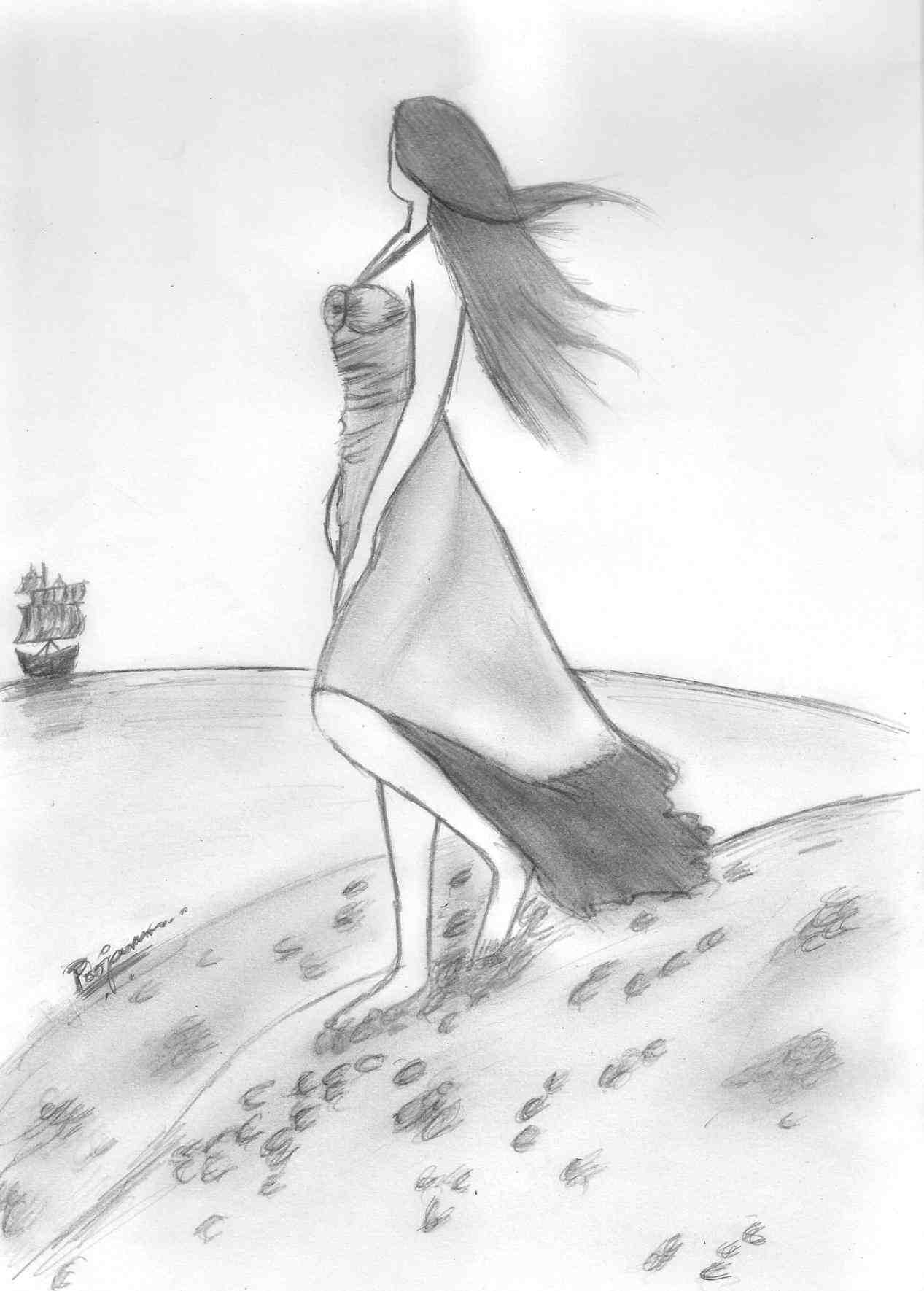 1267x1770 Simple Pencil Drawings Of Friends Look Sad Simple Pencil Drawings