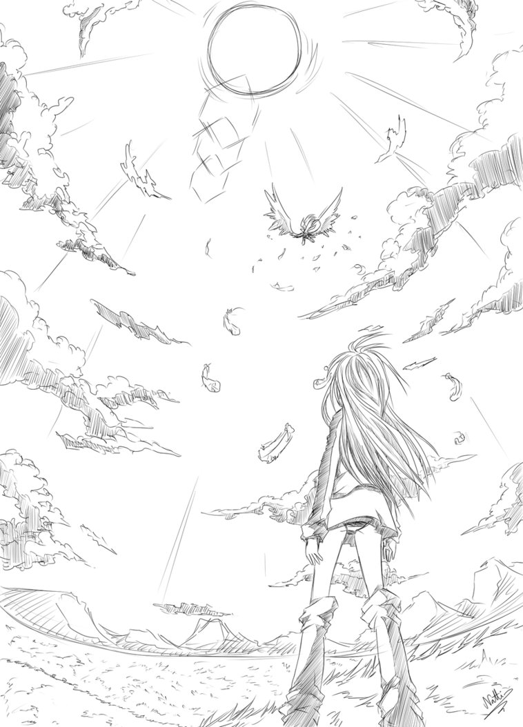 758x1054 Looking Up Into The Sky By Kaitoasakura 