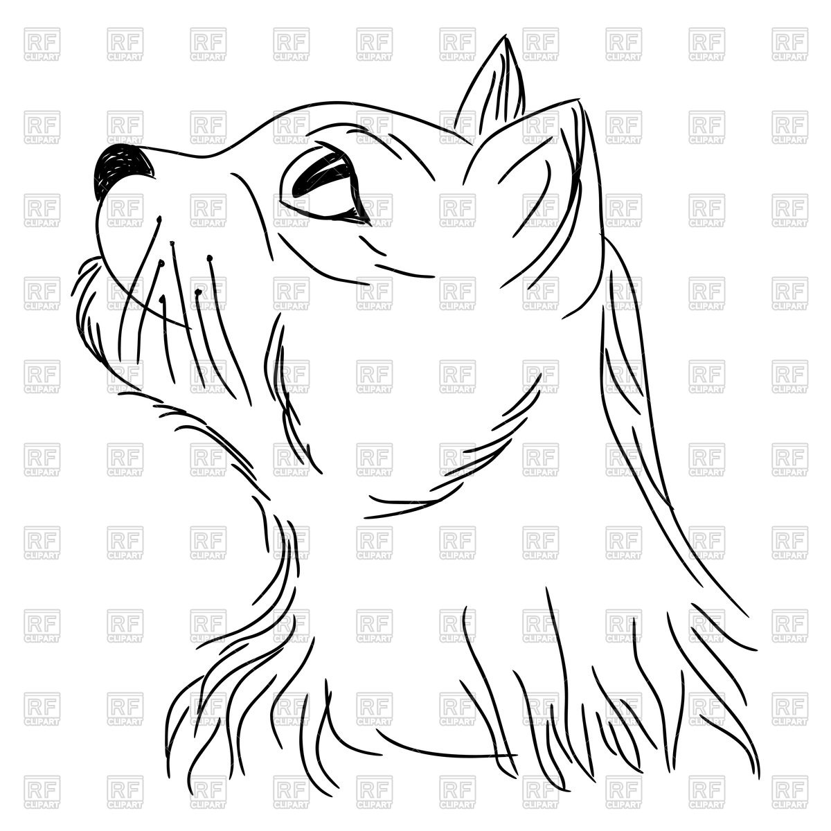 1200x1200 Cat In Profile Looking Up Royalty Free Vector Clip Art Image