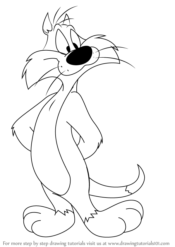 598x844 Learn How To Draw Sylvester From Looney Tunes (Looney Tunes) Step