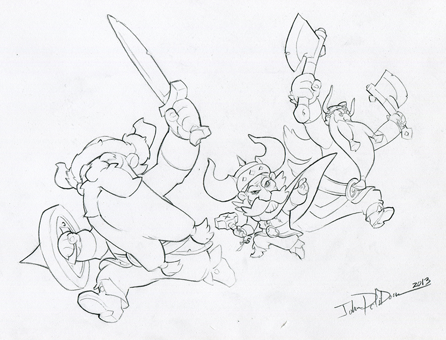908x693 Blizzcon Lost Vikings Demo Original Drawing By Norsechowder