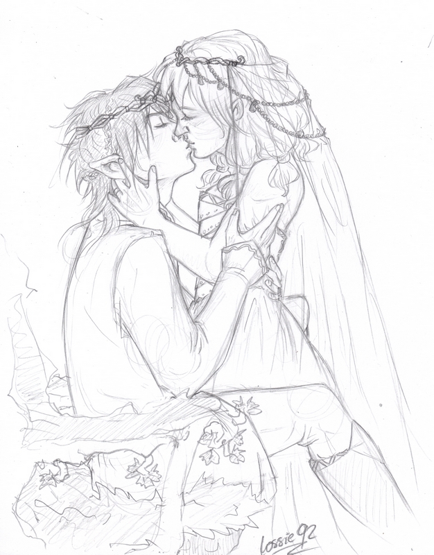 626x800 Naruto Lotr Au The Elf And The Dwarf (Sketch) By Lossie92