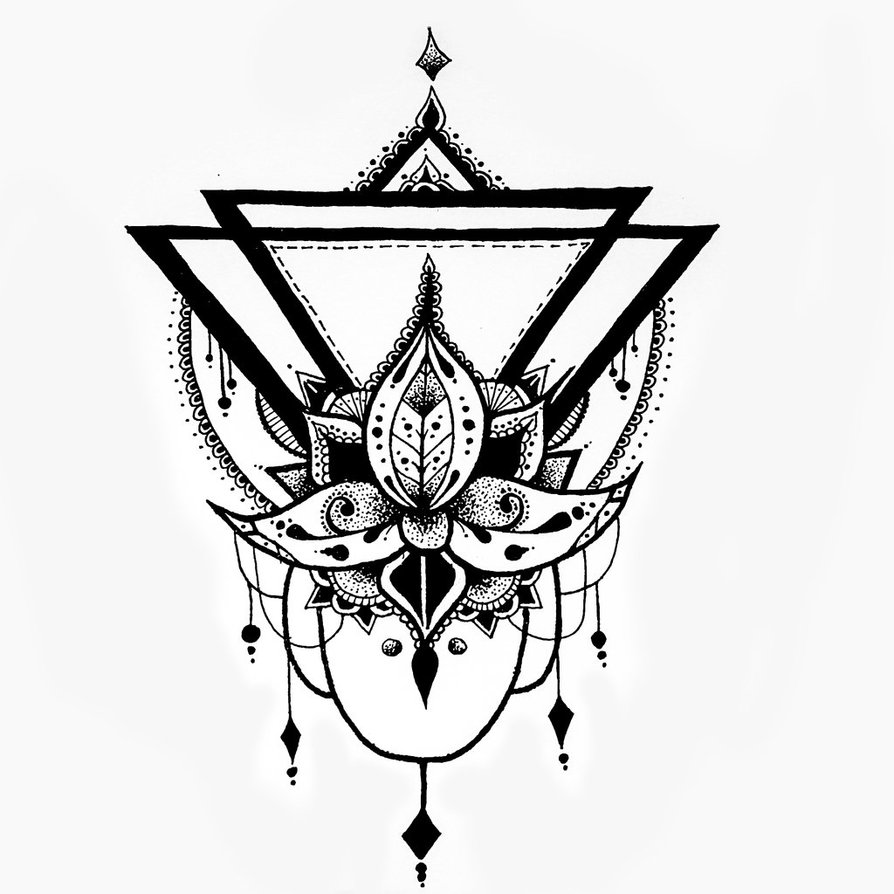 894x894 Lotus Flower Geometric Drawing By Kroko69