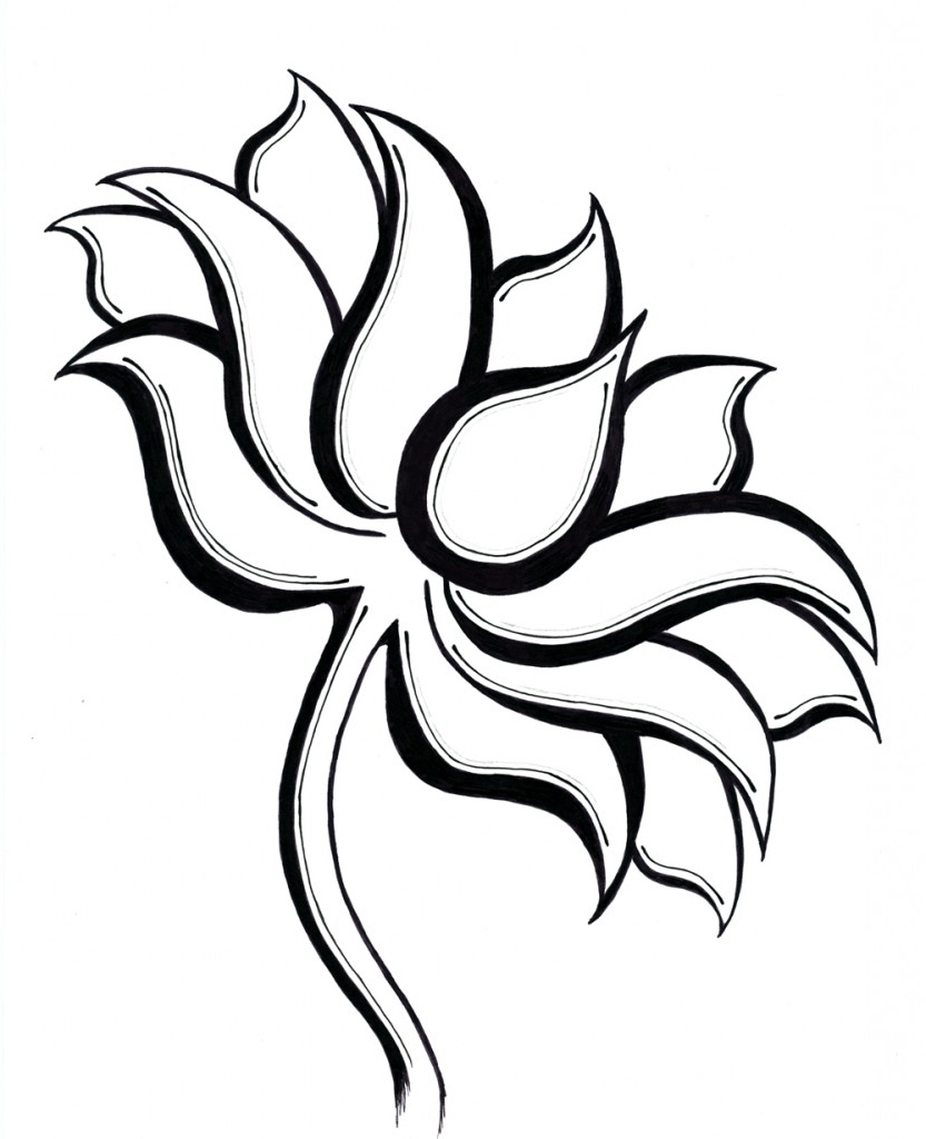 833x1024 Simple Lotus Drawing How To Draw A Lotus Flower Simple Amp Easy