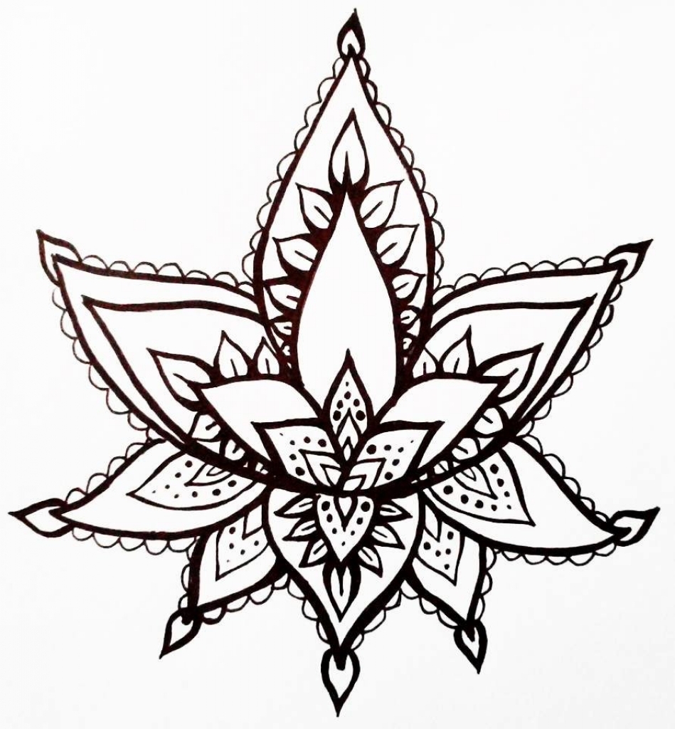 949x1024 Lotus Flower Drawing Lotus Flower Black Amp White Zentangle