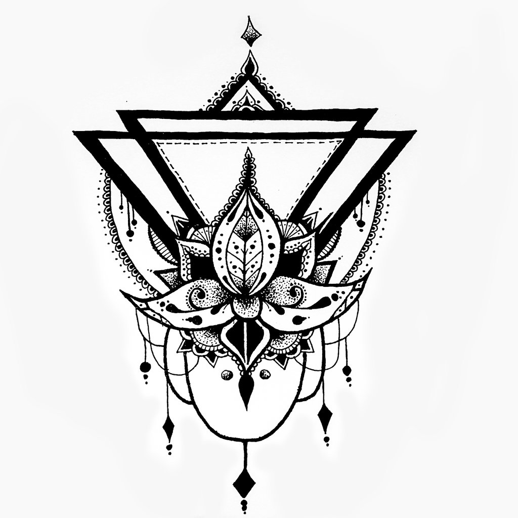 1024x1024 Lotus Flower Geometric Drawing By Kroko69