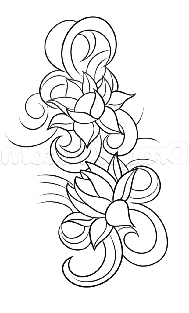 620x1024 Lotus Flower Tattoo Drawing How To Draw A Lotus Flower Tattoo Step