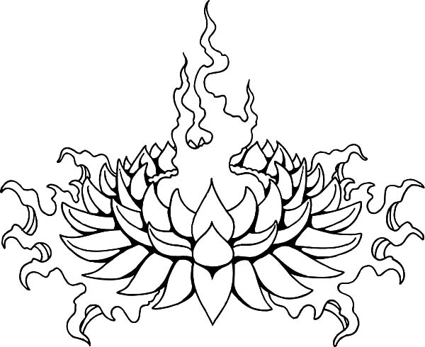 600x490 Flaming Lotus Flower Coloring Pages Batch Coloring