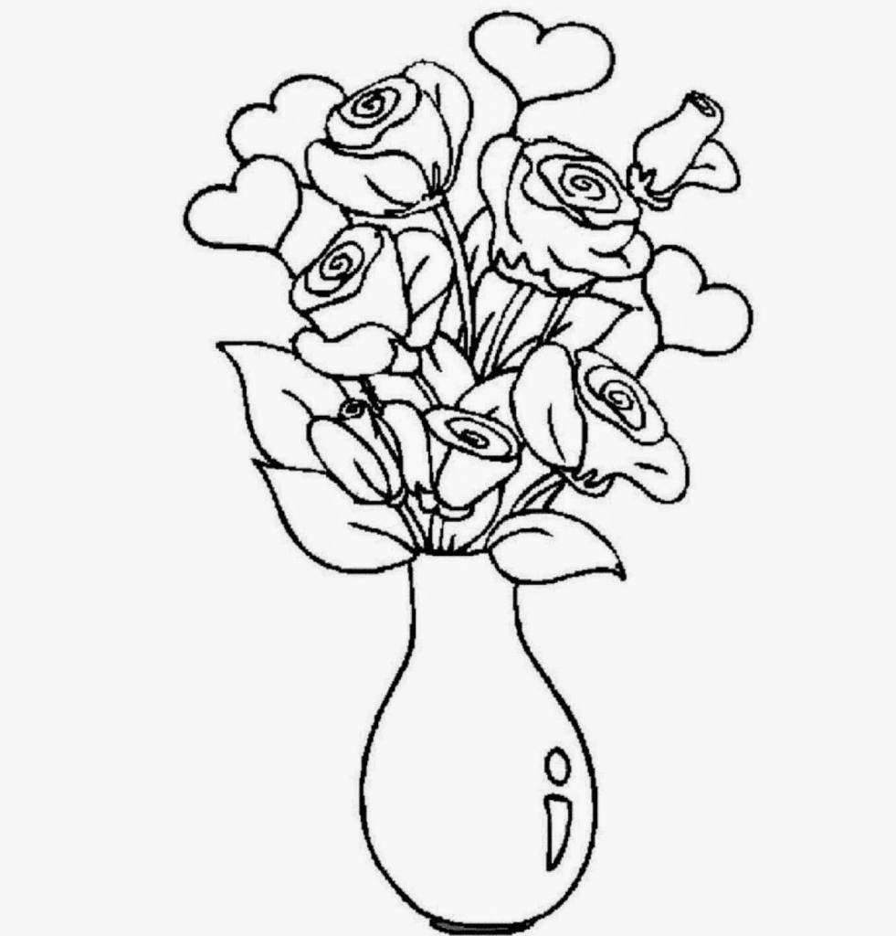 981x1024 Lotus Flower Vase Drawing