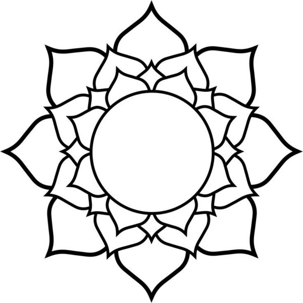 600x600 Lotus Black White Line Flower Art Coloring Sheet Colouring Page