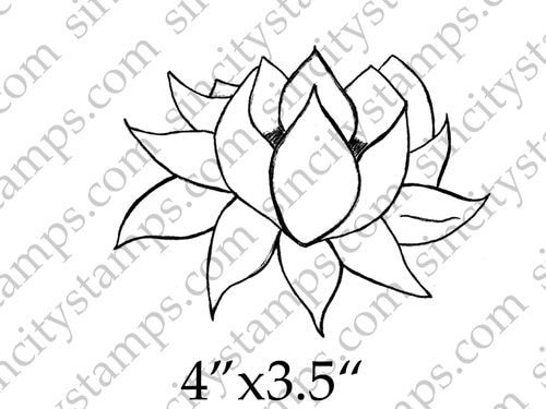500x375 Lotus Line Drawing Flower Art Rubber Stamp By Daniella Hayes
