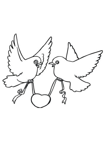 360x480 Love Birds With Hearts Coloring Page Free Printable Coloring Pages
