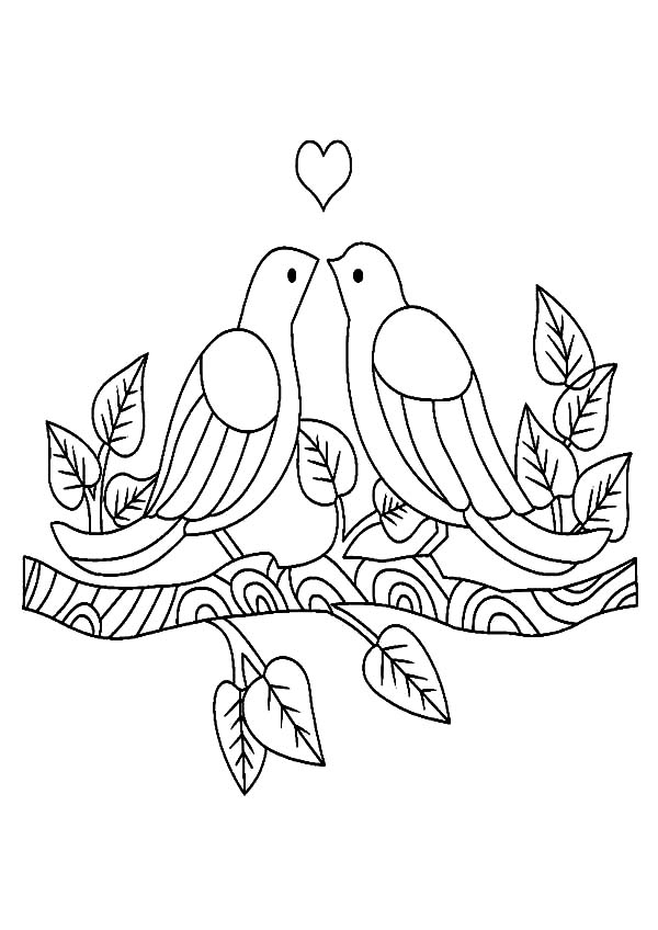 600x848 Two Love Birds Falling In Love Coloring Pages Batch Coloring
