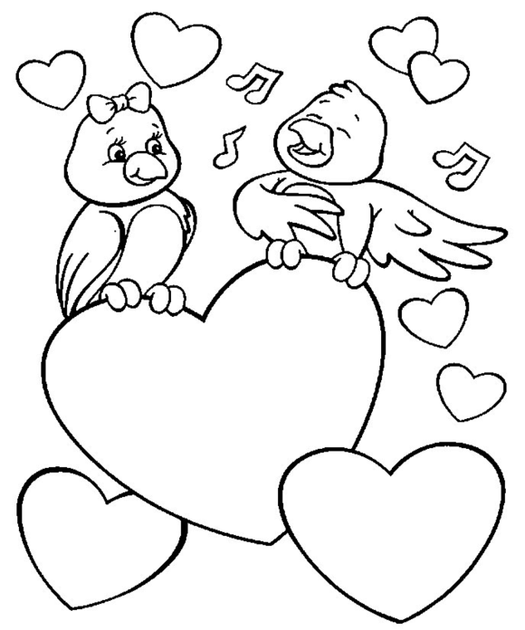 580x696 9 Images Of Love Birds Valentine's Coloring Page