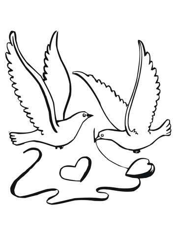 360x480 Lovebirds With Hearts Coloring Page Free Printable Coloring Pages