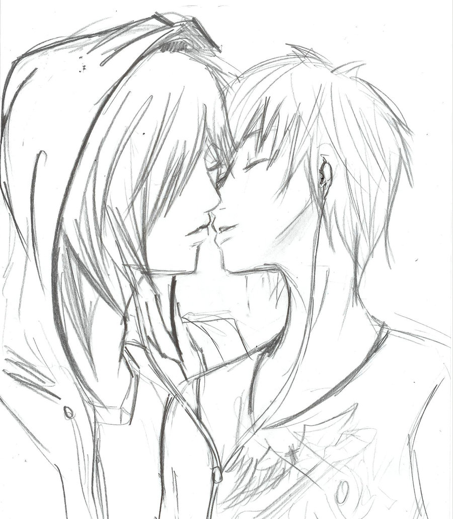 900x1031 Drawn Kiss Sweet Couple