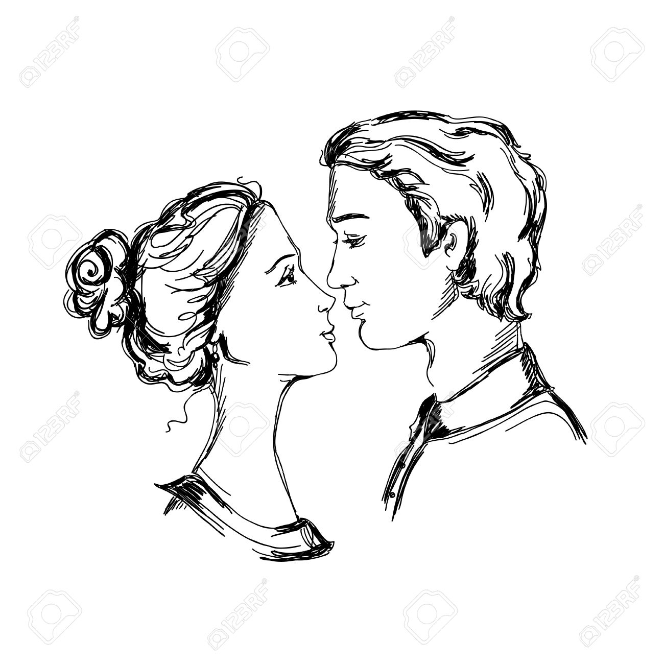 1300x1300 Outline Sketch Of Romantic Love Couples