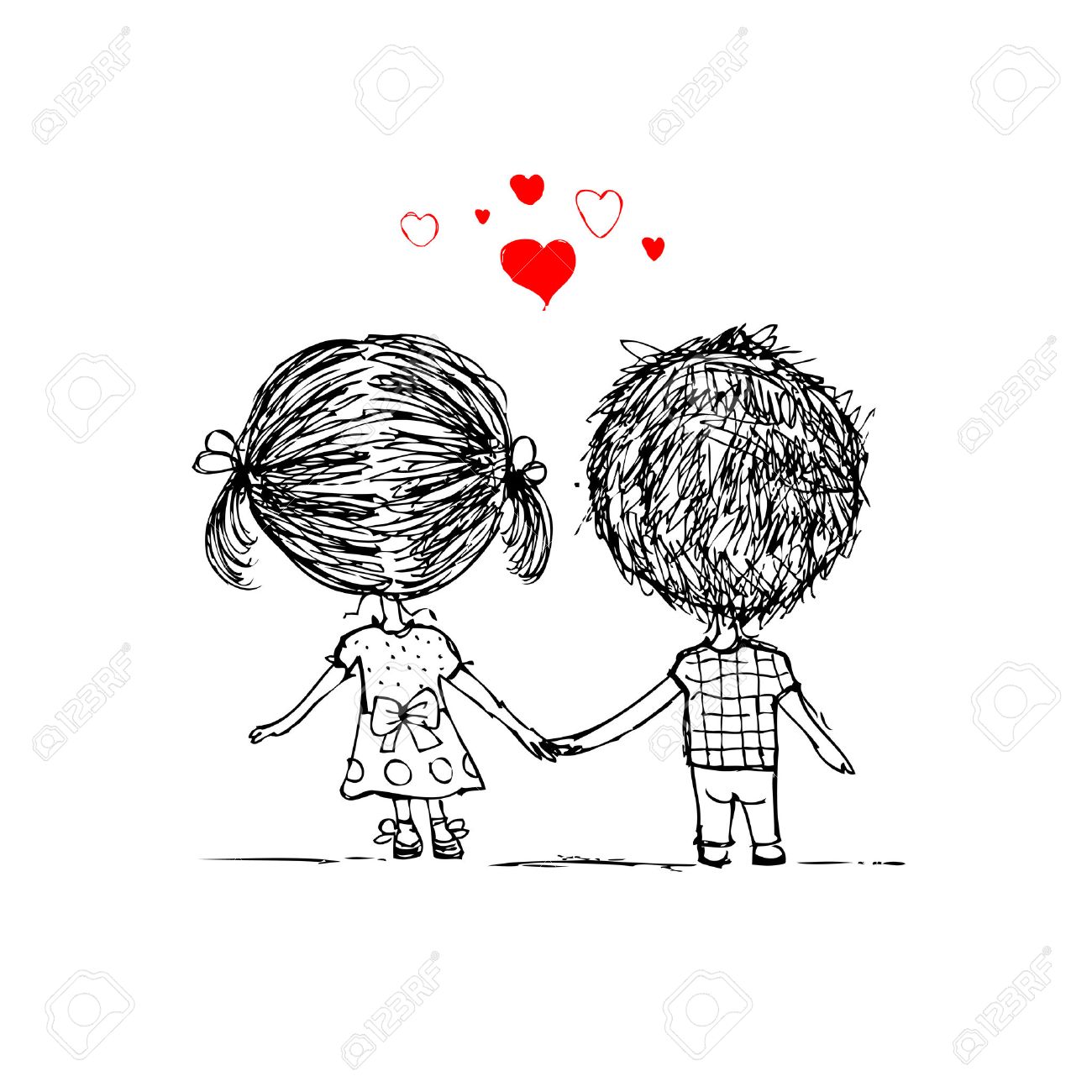 1300x1300 Couple In Love Together, Valentine Sketch For Your Design Royalty