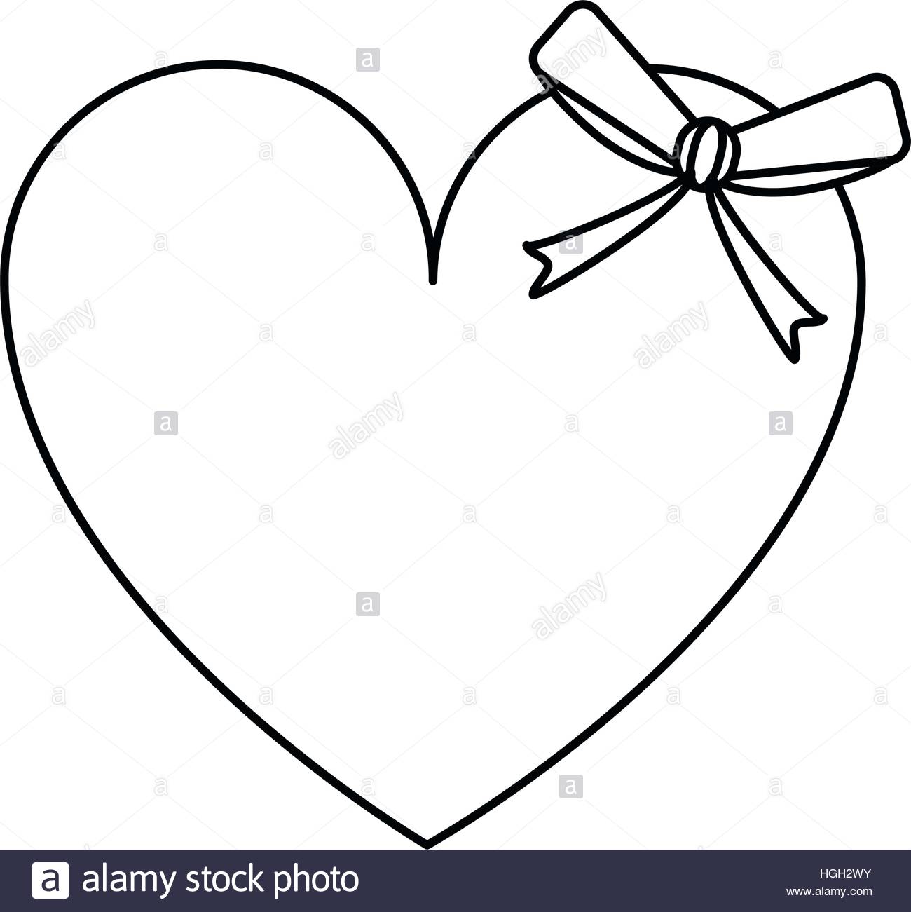 1300x1301 Cute Love Heart Passion With Bow Line Stock Vector Art