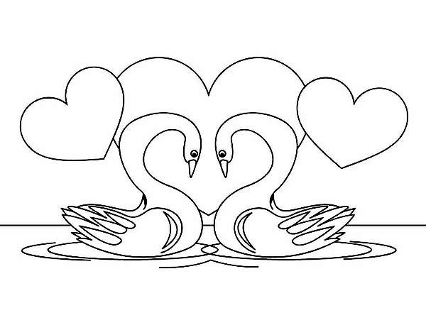600x465 Swans Love Symbol Coloring Pages Batch Coloring