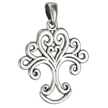 380x380 Sterling Silver Love Knot Tree Of Life Heart Pendant